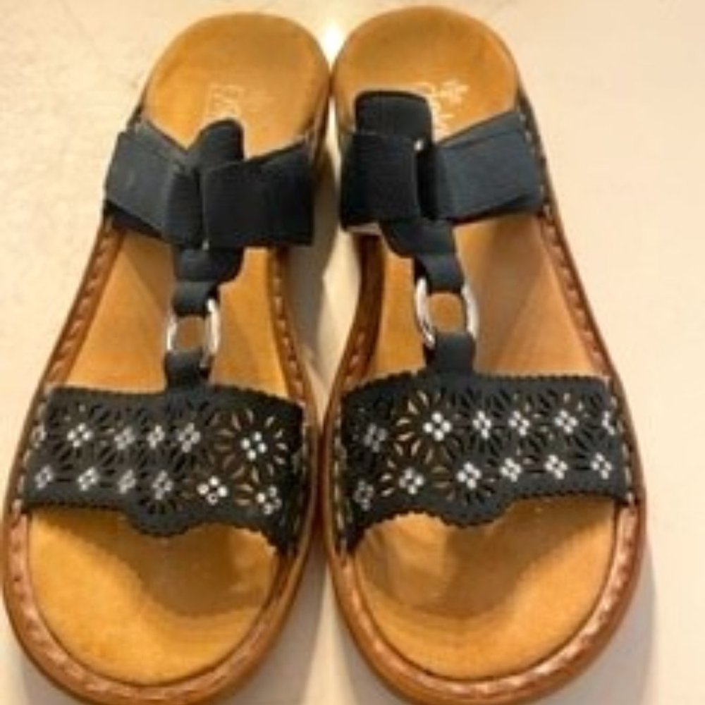 Rieker Size 39 Women Black with Rhinestone detail Sandal